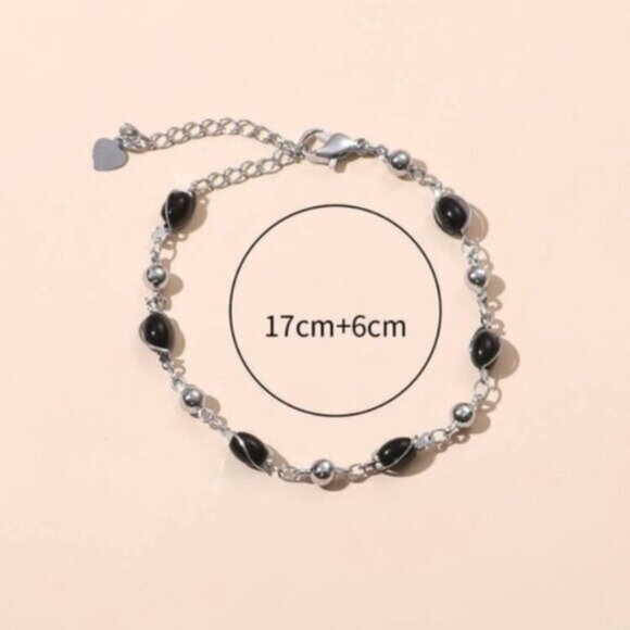 Sleek Silver and Black Bead Bracelet - Picture 4 of 5